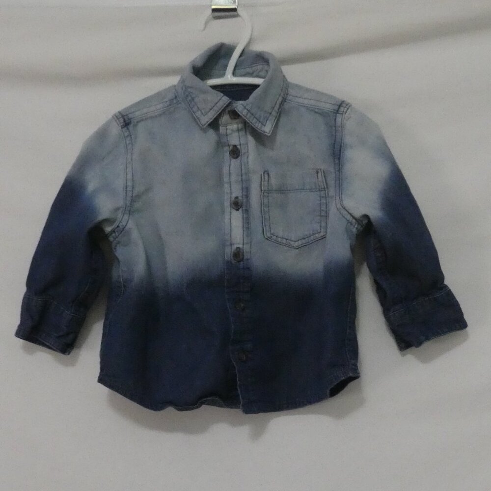 JOE FRESH - Toddler | size 1 | Kids Ombre Gradient Blue Denim Button-Up Shirt
